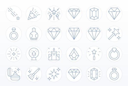 24 Thin Line Icons designed for Sparkle in 256x256 Detail Enhanced format vector
