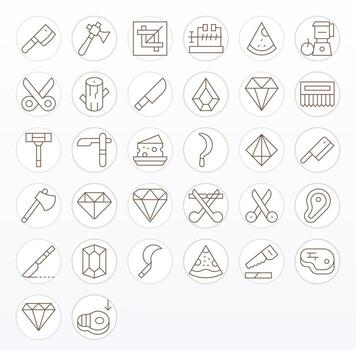 32 Delgado línea editable íconos a la medida para cortar alto resolución interfaz vector