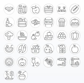 32 Thin Line Display Perfect Icons for Fresh Graphics vector