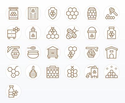 Apiary 64x64 Icon Pack with 25 Regular Line Display Perfect Elements vector