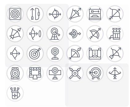 25 Regular Line Editable High Resolution Icons from Archery Suite vector