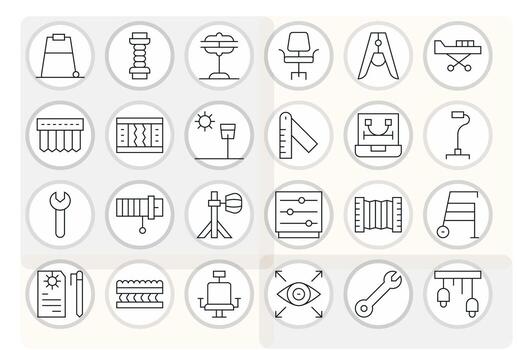 24 128x128 Thin Line Icons for Adjustable with PIXEL Perfect precision vector
