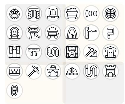 Tunnel Comprehensive Bundle with 25 Display Perfect Regular Line 128x128 Icons vector