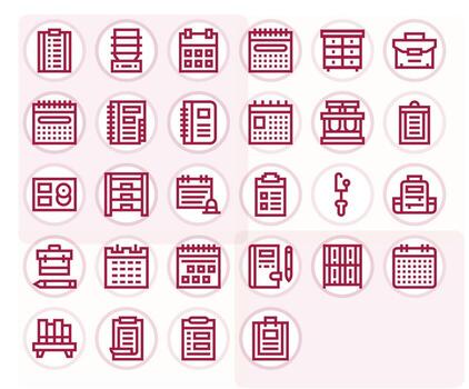Organizer Graphics featuring 28 Bold Line Pixel Optimized High Resolution Designs vector