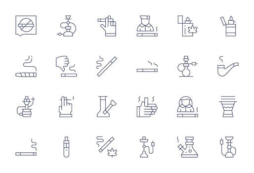 de fumar escalable conjunto presentando 24 editable Delgado línea alto resolución íconos vector