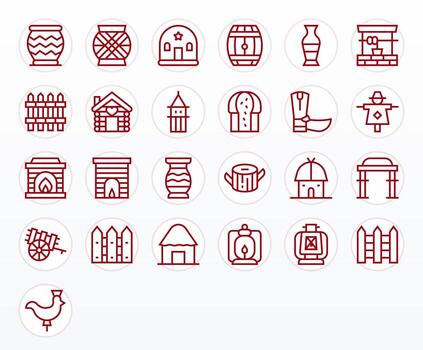 25 Pixel Optimized Regular Line Icons from Rustic Collection vector