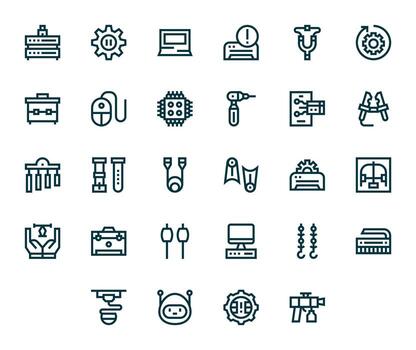 28 íconos para hardware optimizado en editable 256x256 negrita línea resolución vector