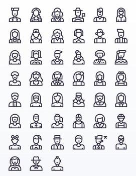 45 Icons for Avatar optimized in Display Perfect 256x256 Bold Line resolution vector