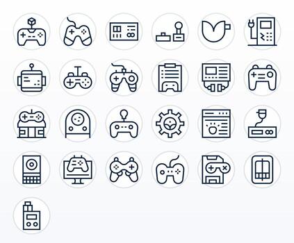 25 Regular Line Icons for Console in crisp 256x256 Editable resolution vector