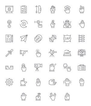 40 Thin Line Icons designed for Action in 64x64 PIXEL Perfect format vector