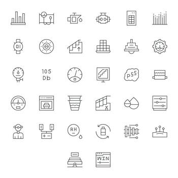 32 Editable Thin Line Icons designed for Level Interface vector