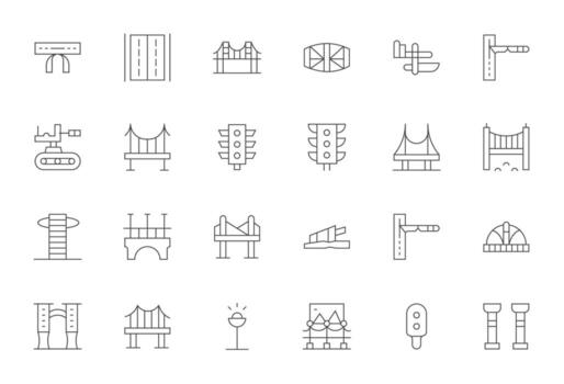 24 Icons for Roadway featuring 256x256 Pixel Optimized Thin Line Graphics vector