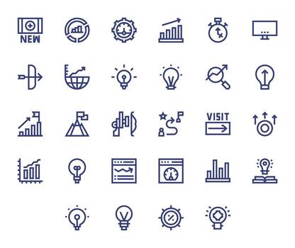 28 negrita línea íconos para Progreso indicador en crujiente 128x128 píxel Perfecto resolución vector