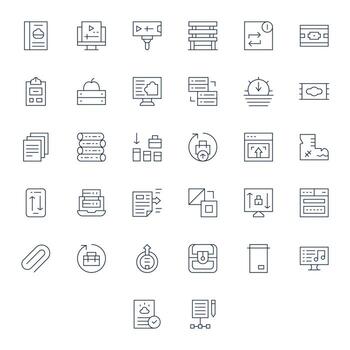 File Management Ultimate Package with 32 256x256 Thin Line Display Perfect Icons vector
