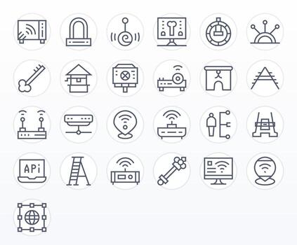25 Regular Line Icons designed for Access Point in 64x64 Display Perfect format vector