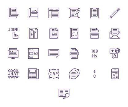 Text Essential Set including 25 Pixel Aligned Regular Line 256x256 Icons vector