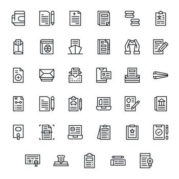 35 128x128 Regular Line Icons for Paperwork with Display Perfect precision vector