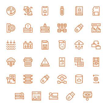 35 Grid Fitted Regular Line Icons from Backup Collection vector