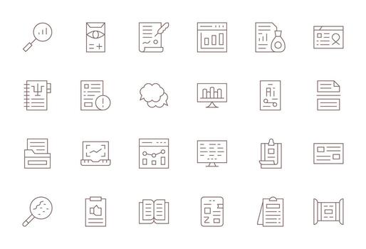 Thin Line Pixel Optimized Icons from Report Set with 24 256x256 Icons vector