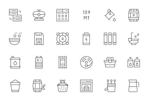 Capacity Visual Pack containing 24 Thin Line Pixel Optimized Icons vector
