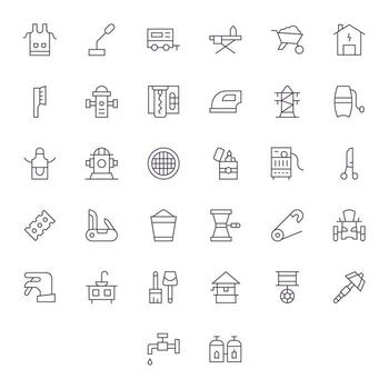 Utility Complete Package with 32 128x128 Thin Line Pixel Aligned Icons vector