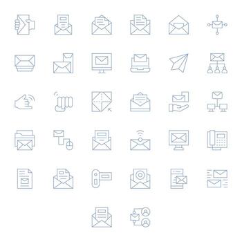 enviar icono conjunto con 32 Delgado línea 128x128 cuadrícula equipado gráficos vector