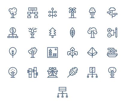 25 Pixel Optimized Regular Line Icons from Tree Collection vector