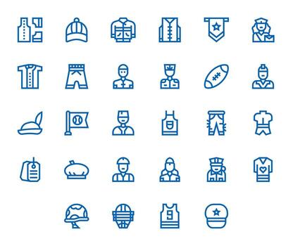 Uniform Essential Set including 28 Pixel Optimized Bold Line High Resolution Icons vector