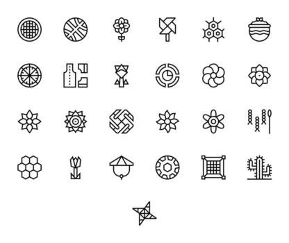 25 Regular Line Icons designed for Pattern in Retina Ready PIXEL Perfect format vector