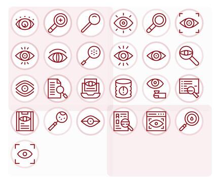 Inspect Icon Set with 25 Regular Line High Resolution PIXEL Perfect Graphics vector