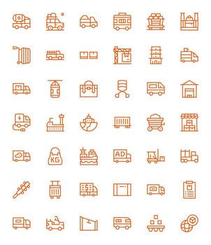 42 Icons for Freight featuring High Resolution Display Perfect Regular Line Graphics vector
