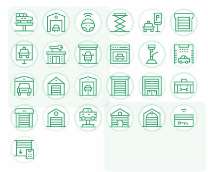 25 Editable Regular Line Icons designed for Garage Interface vector