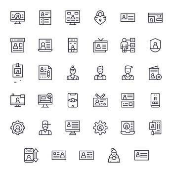 35 Regular Line Icons from Personal Data in 64x64 Pixel Optimized Quality vector