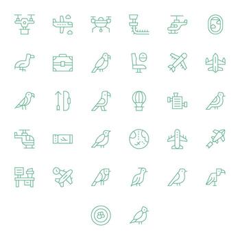 32 Thin Line Icons designed for Flight in High Resolution PIXEL Perfect format vector