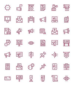 42 Icons for Notice optimized in Detail Enhanced High Resolution Regular Line resolution vector