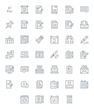 Note Comprehensive Bundle with 40 Display Perfect Thin Line High Resolution Icons vector