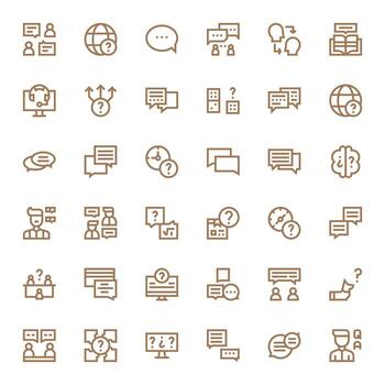 36 Bold Line Icons from Question in High Resolution Pixel Optimized Quality vector