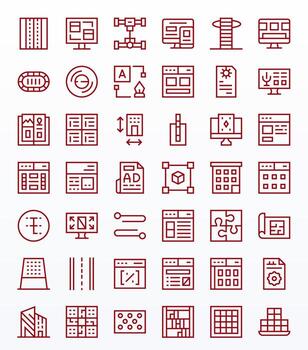 42 Editable Retina Ready Icons for Layout in elegant Regular Line design vector