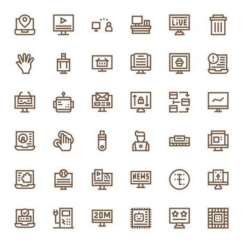36 negrita línea íconos desde computadora en 64 x 64 cuadrícula equipado calidad vector