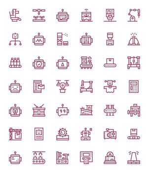 42 Regular Line Display Perfect Icons tailored for Automated 64x64 interface vector