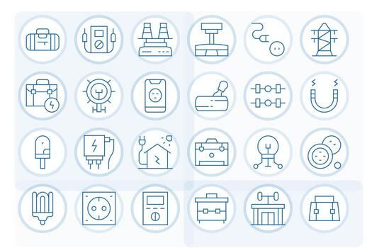 24 Thin Line Icons for Electrical in crisp 64x64 Display Perfect resolution vector
