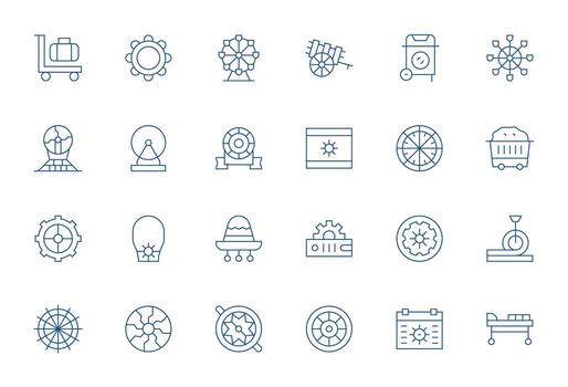 24 Grid Fitted Thin Line Icons designed for Wheel Interface vector