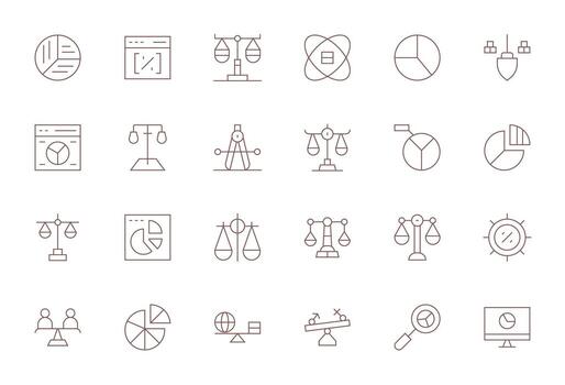 proporción completar paquete con 24 alto resolución Delgado línea cuadrícula equipado íconos vector