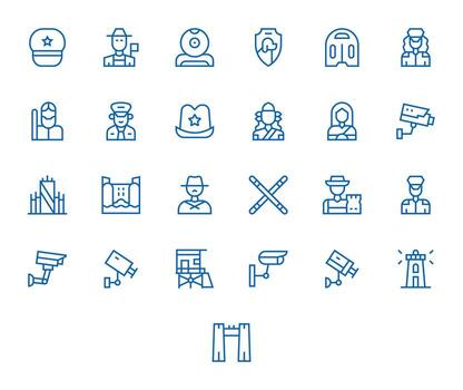 25 Icons for Guard featuring 256x256 Pixel Optimized Regular Line Graphics vector
