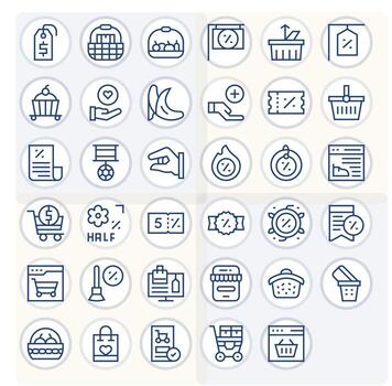 35 Regular Line Pixel Optimized Retina Ready Icons from Shopping Cart Suite vector