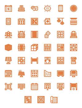 45 Icons inspired by Grid in Pixel Optimized Retina Ready Bold Line quality vector