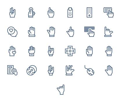 25 256x256 íconos para Seleccione en cuadrícula equipado regular línea formato vector