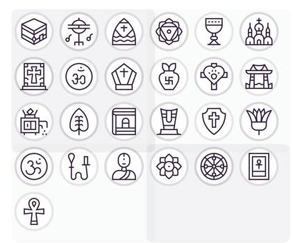Sacred Professional Set with 25 Regular Line Pixel Optimized 64x64 Icons vector