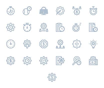 25 Regular Line Pixel Aligned 256x256 Icons from Efficiency Suite vector