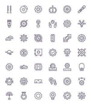 42 Regular Line Icons for Mechanism in crisp 256x256 Display Perfect resolution vector